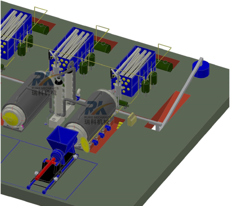 Ruike pyrolysis machine recycling waste tire and plastic into crude oil